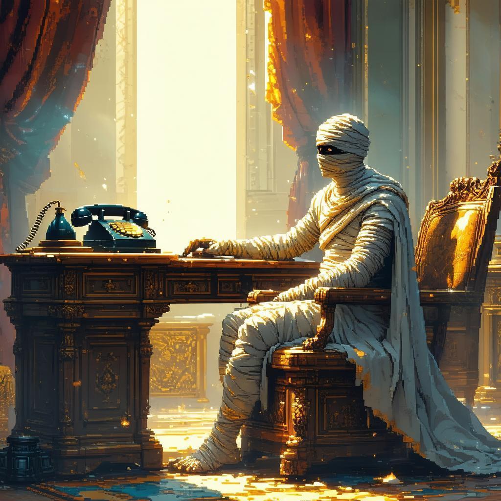 Eight Bit Mummy at a Louis XIV Desk