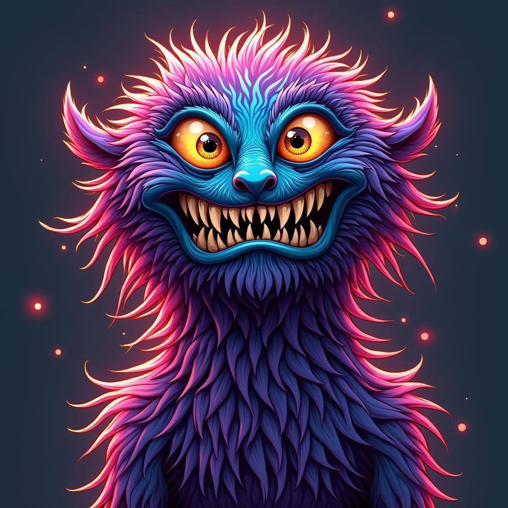 Goofy Sinister Alien in Psychedelic Color