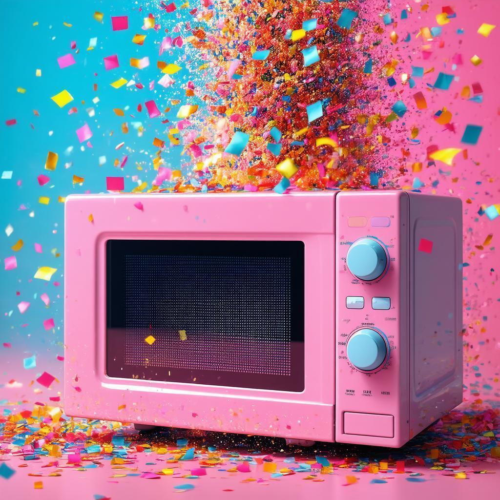 Confetti Storm From a Pink Microwave