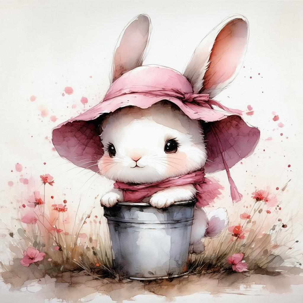Sanrio Pink Rabbit in a Bucket Hat