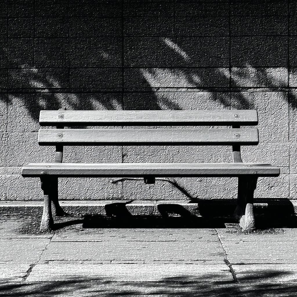 Lone Bench in Grainy Tri X Shadow