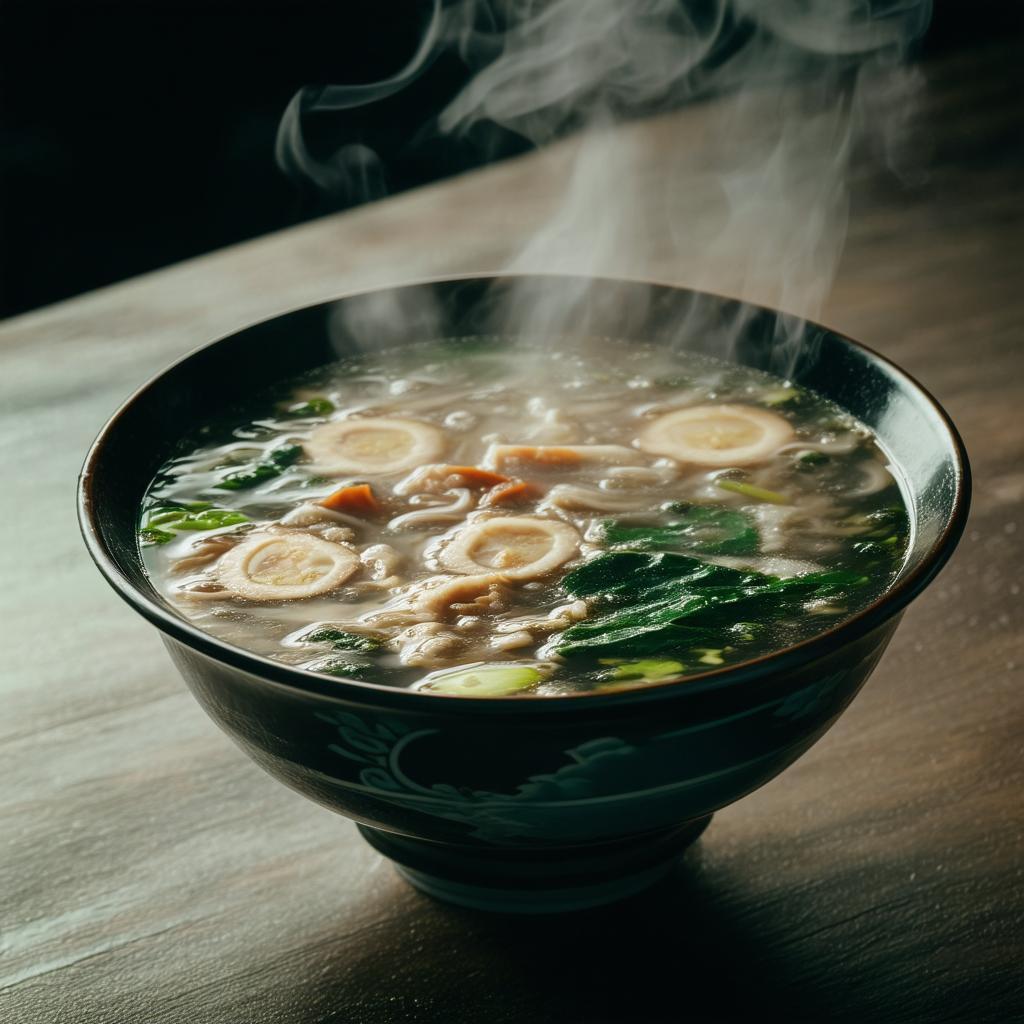 Steaming Pho Bowl in Moody Chiaroscuro