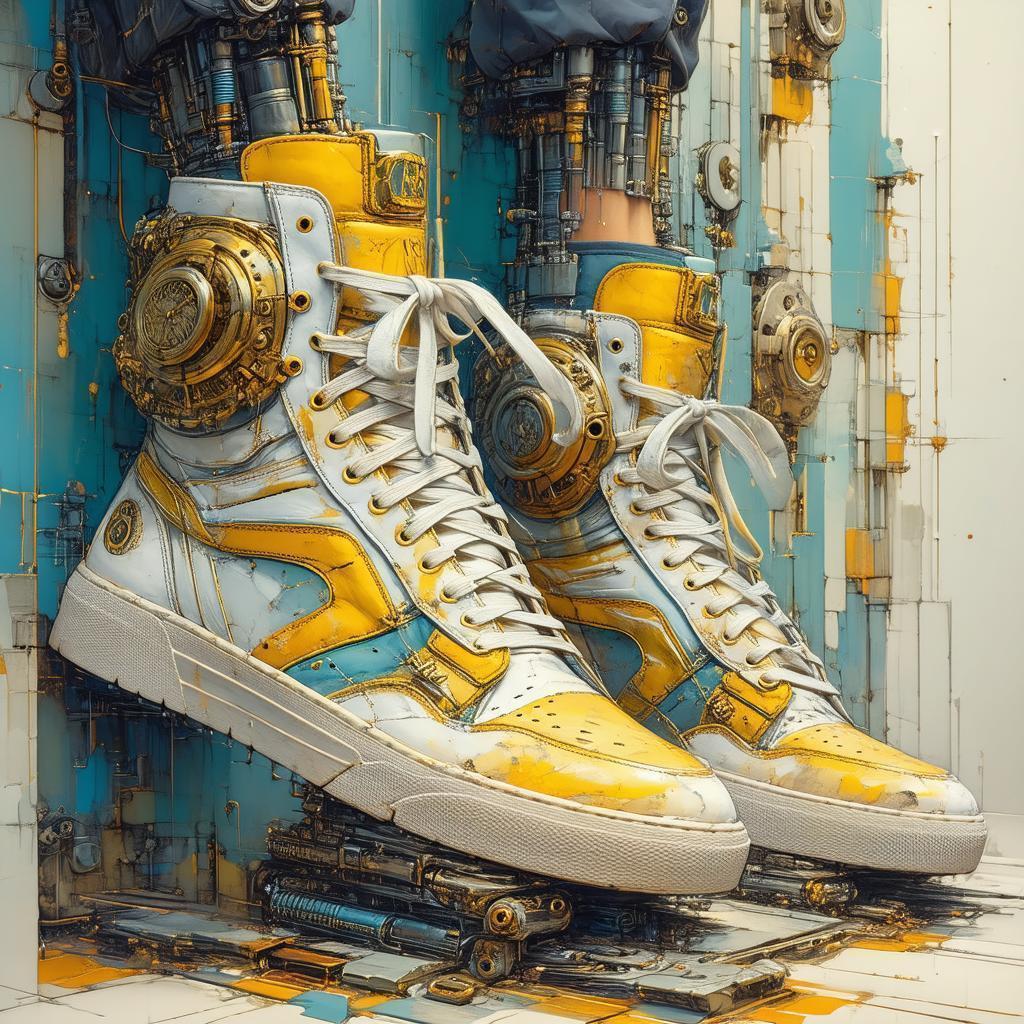 Steampunk Sneaker Sculpture in Hyperreal Focus