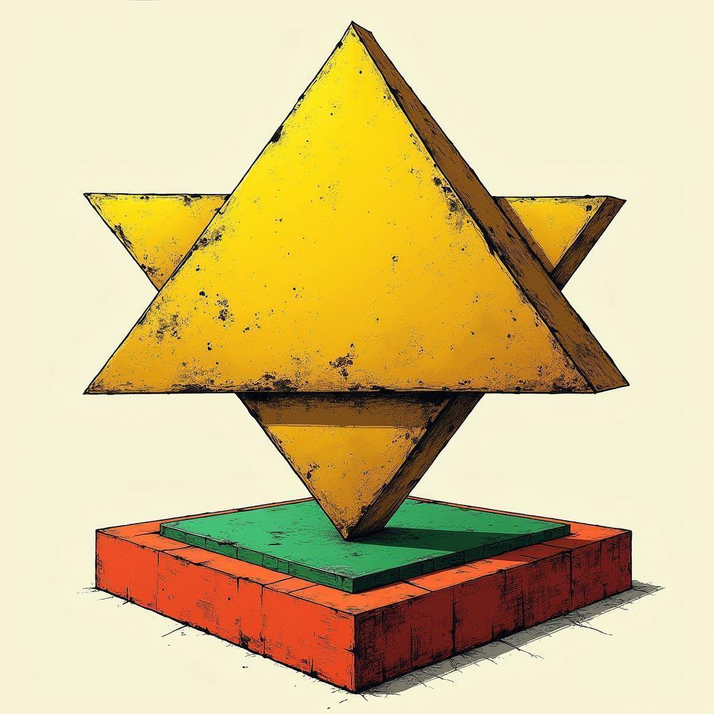 Golden Triangle Hovering Over Bold Shapes