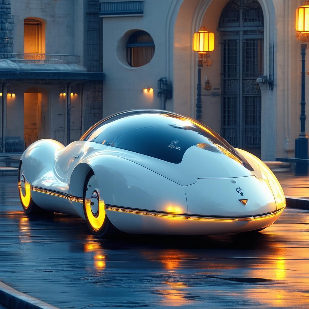 Retro Futuristic Penguin Shaped Car