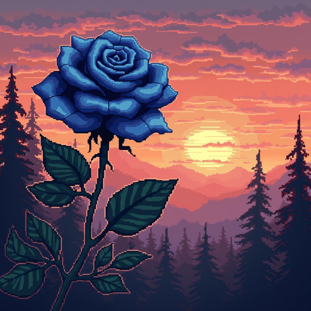 Pixel Bowie With the Blue Rose