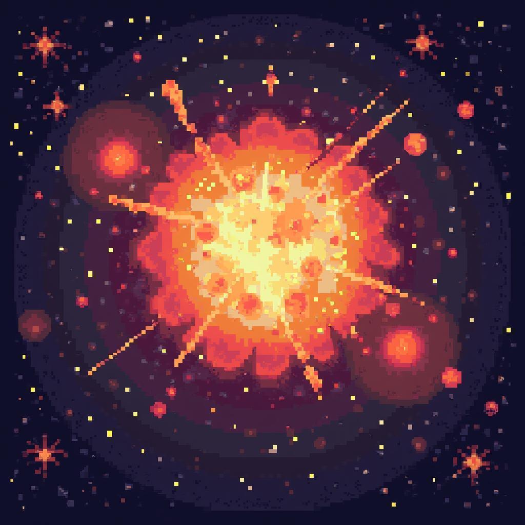 Pixel Big Bang Blooming Across Space