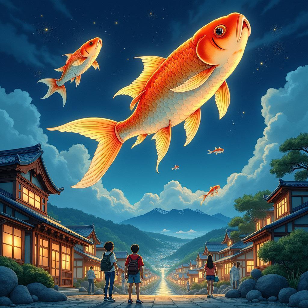 Goldfish Night Flight Over Mystic Japan