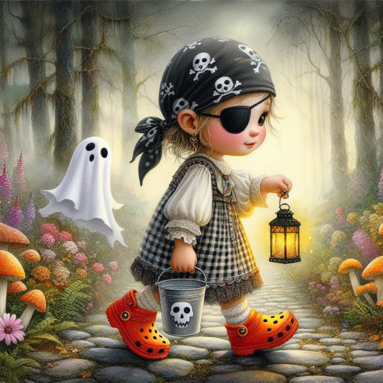 Little Girl Pirate in Enchanted Forest