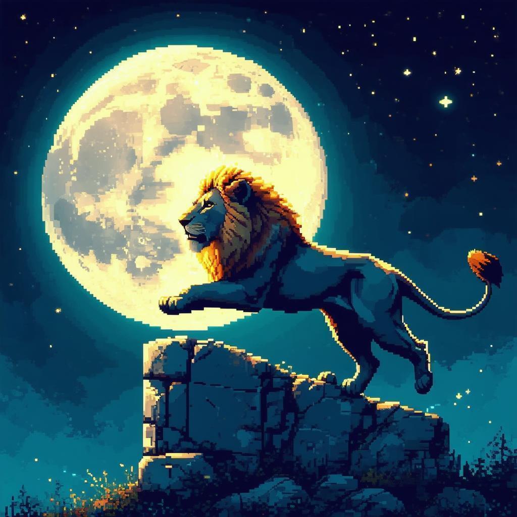 Moonlit Pixel Lion Mid Leap