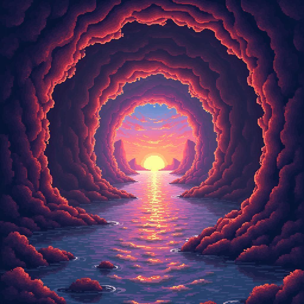 Heavenly Pixel Vortex of Colorful Fire