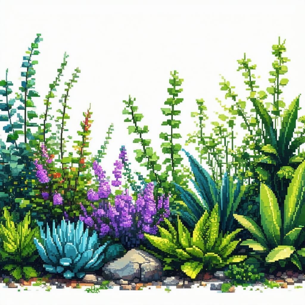 Minimal Pixel Poster of Colorful Plants