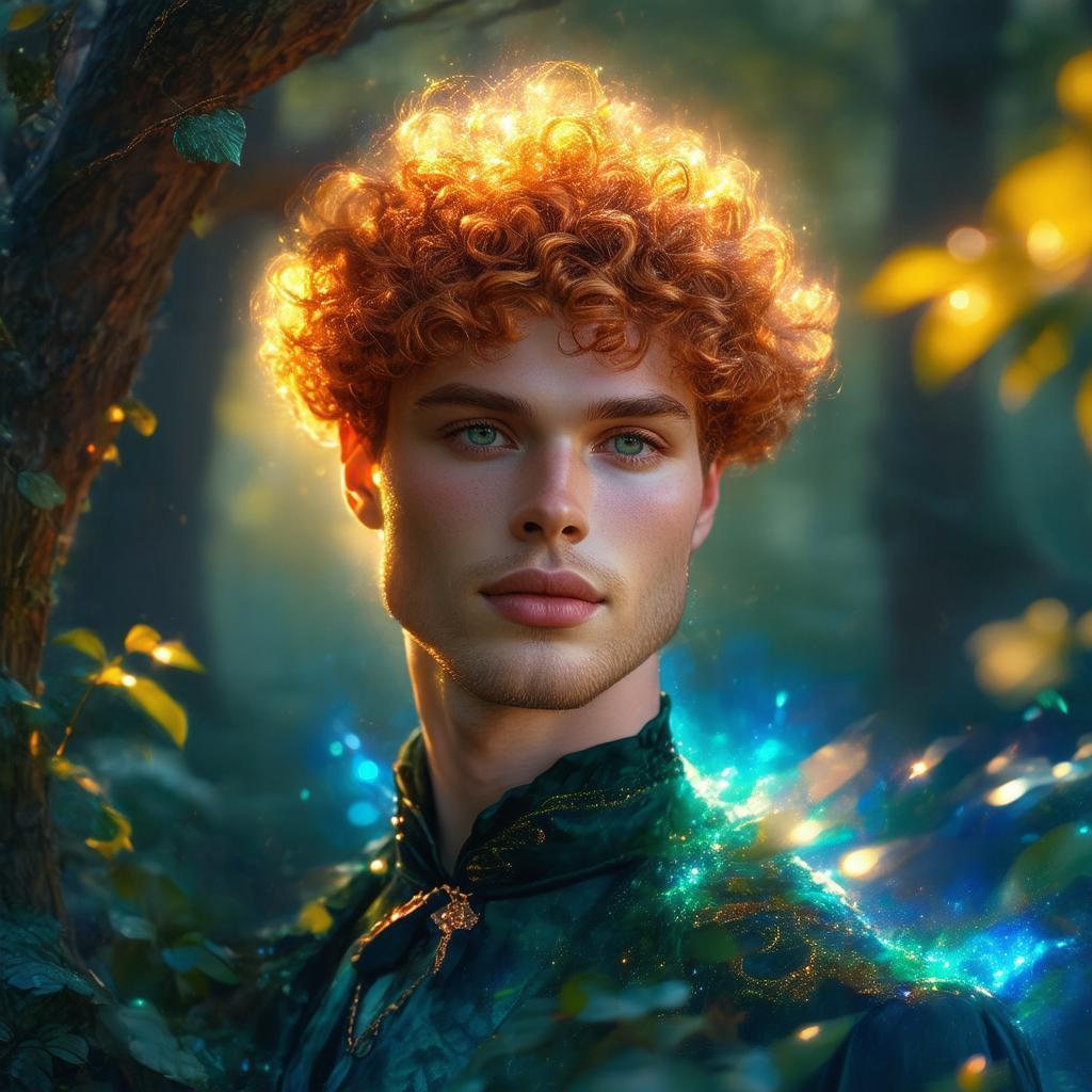 Curly Orange Haired Man in Enchanted Glow