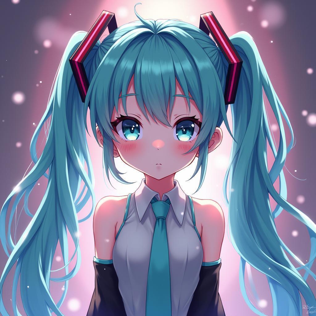 Cute Hatsune Miku Aglow in Digital Color