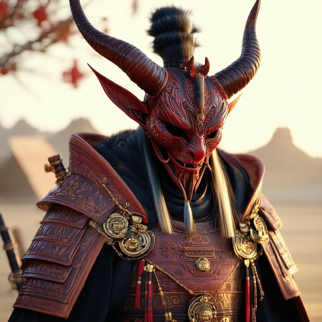 Lieutenant Demon With Carved Wooden Mask