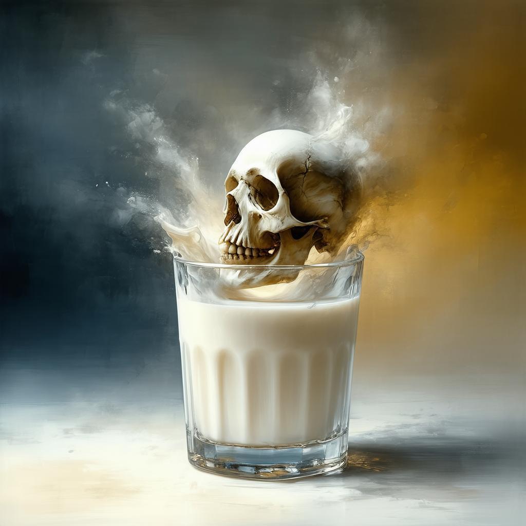 Skull Adrift in a Glass of Milk