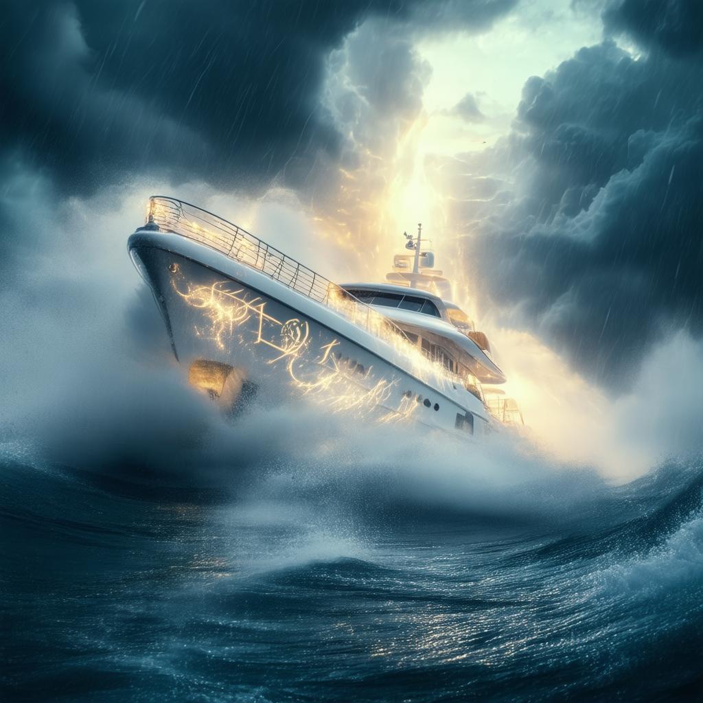 Rune Etched Yacht Battling Celestial Storms