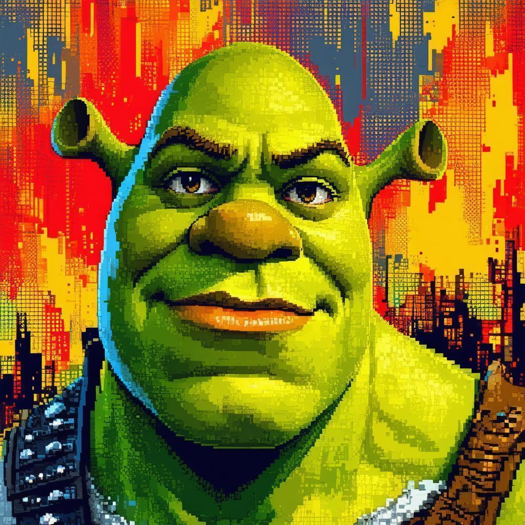 Geometric Eight Bit Shrek Profile