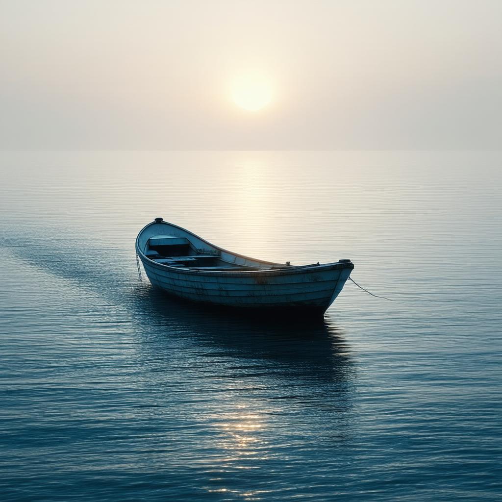 Minimalist Boat Journey on Serene Waters