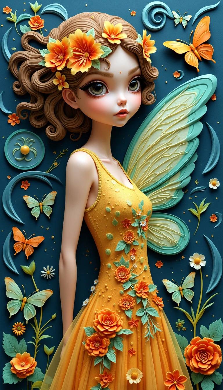 3D Relief Fairy Artwork with Textured Depth