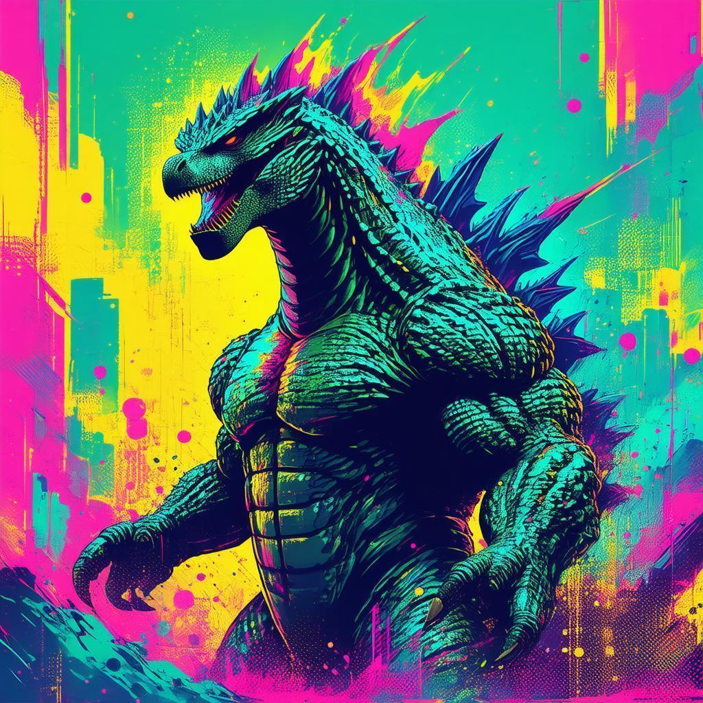 Massive Kaiju in Bold Pop Art Dots