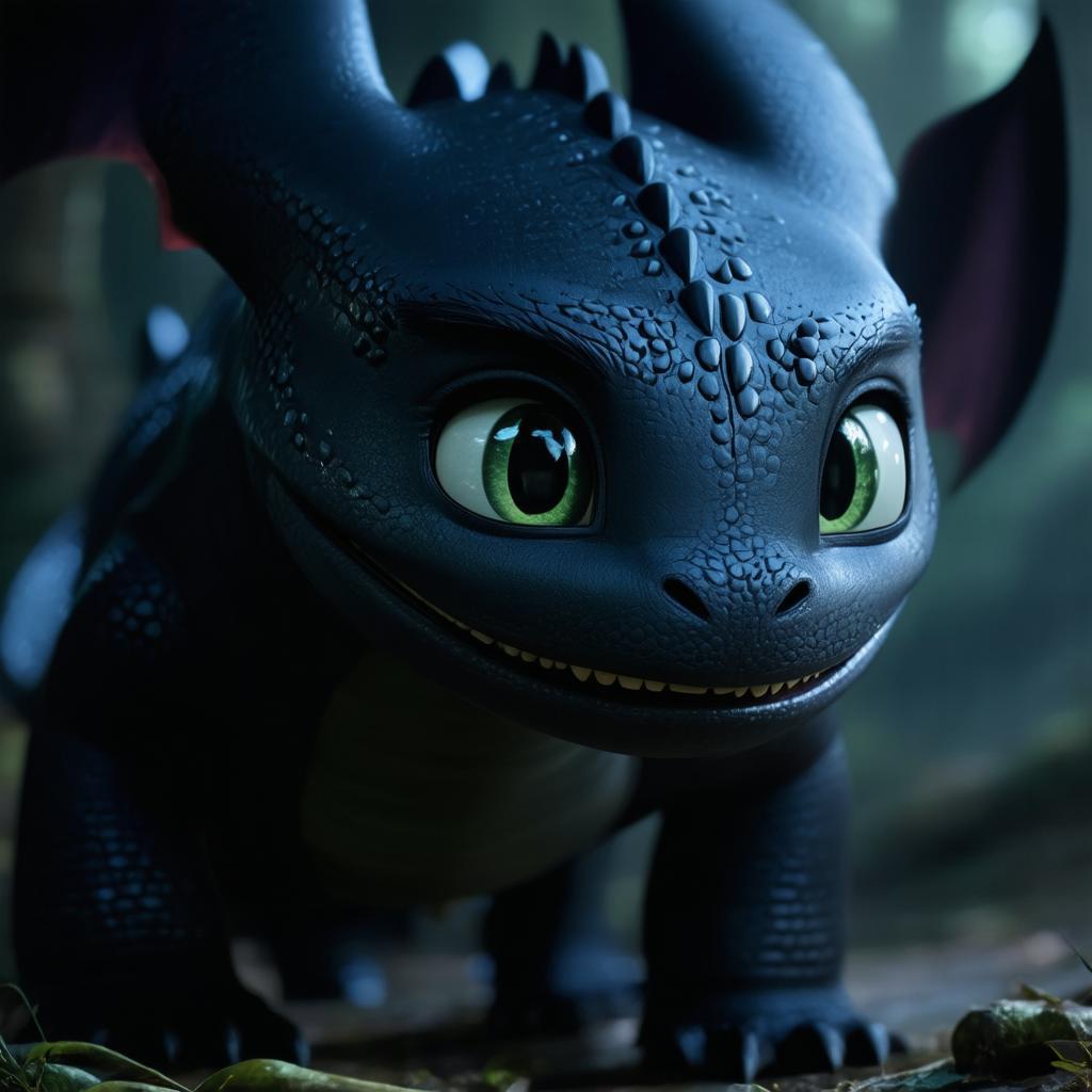Toothless Smirking in Moody Dragon Light