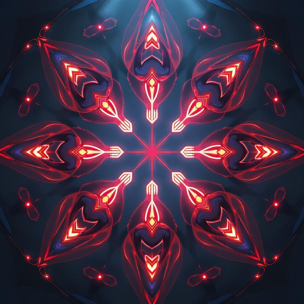 Itachi in Glowing Symmetrical Digital Art