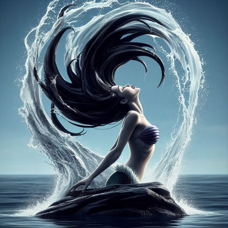Cruella as the Little Mermaid Emerging from Water