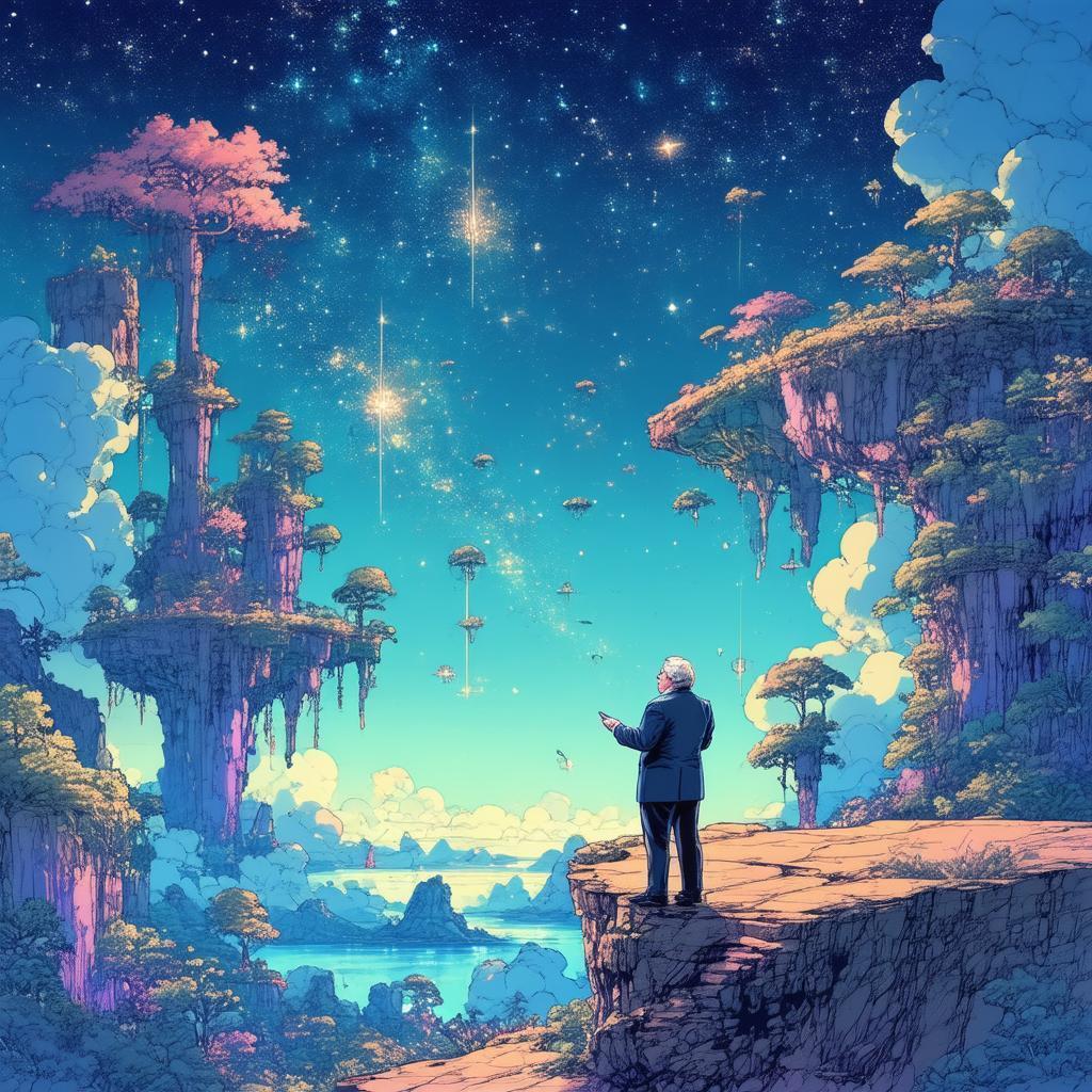 David Attenborough Among Floating Pastel Isles