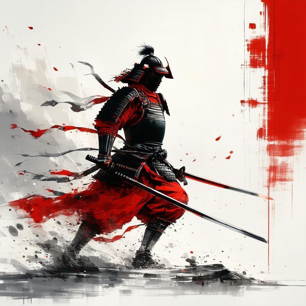 Red Samurai in Minimalist Whiteboard Motion