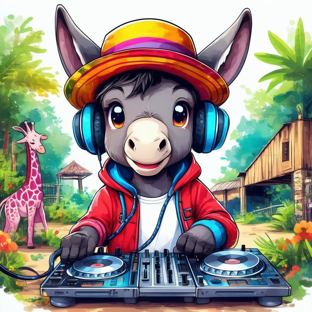 Manga DJ Donkey Rocking the Zoo