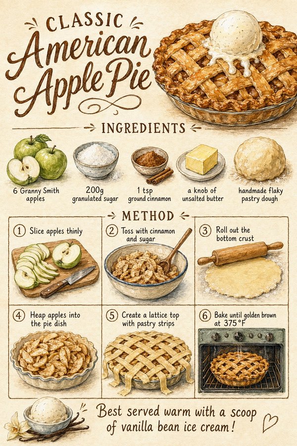Classic American Apple Pie Recipe Poster
