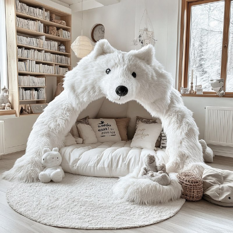 Arctic Wolf Reading Den Living Room