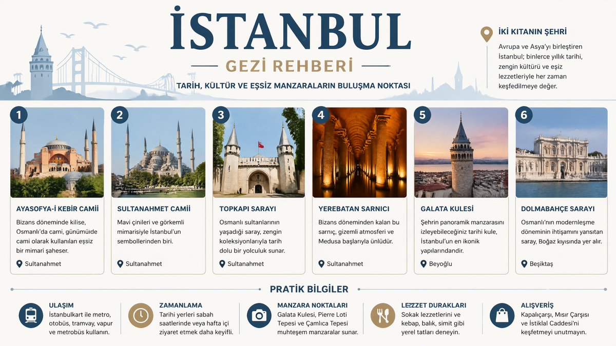 Istanbul Landmarks Travel Guide Infographic