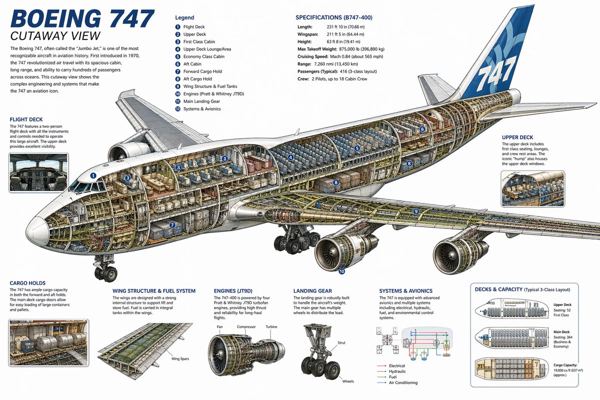 Cutaway Drawing of a Boeing 747
