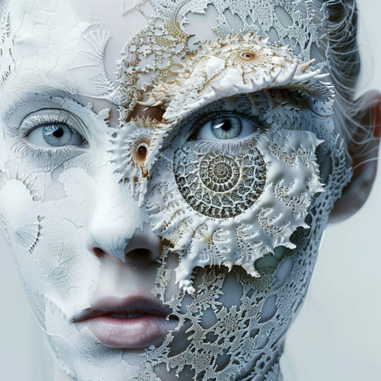 Beautiful woman fractal patterns shell head
