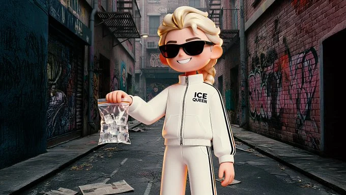 3D cartoon style rendering with exaggerated pose character, minimalist background art, high-definition profess