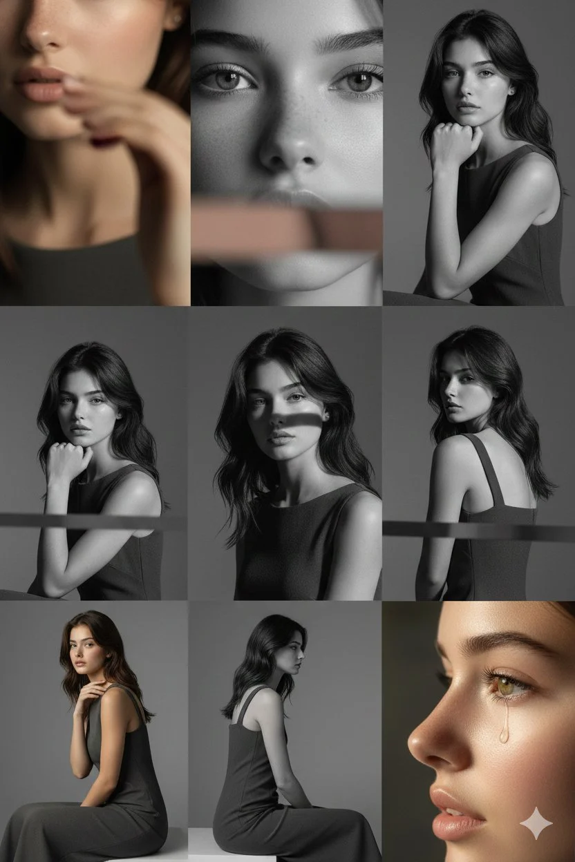 3x3 Grid Editorial Photo with Character Features