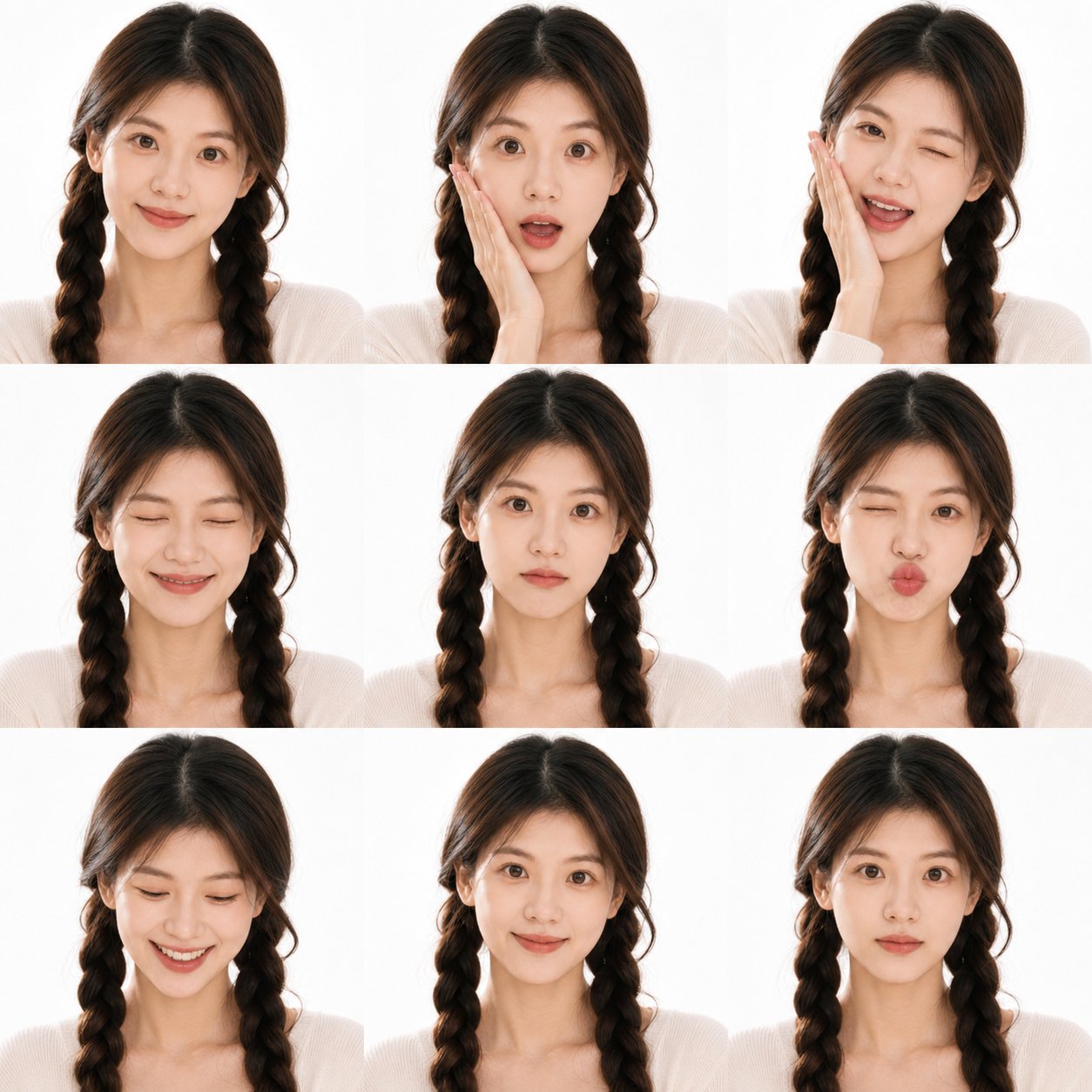 3x3 Photo Booth Contact Sheet with Realistic Expressions