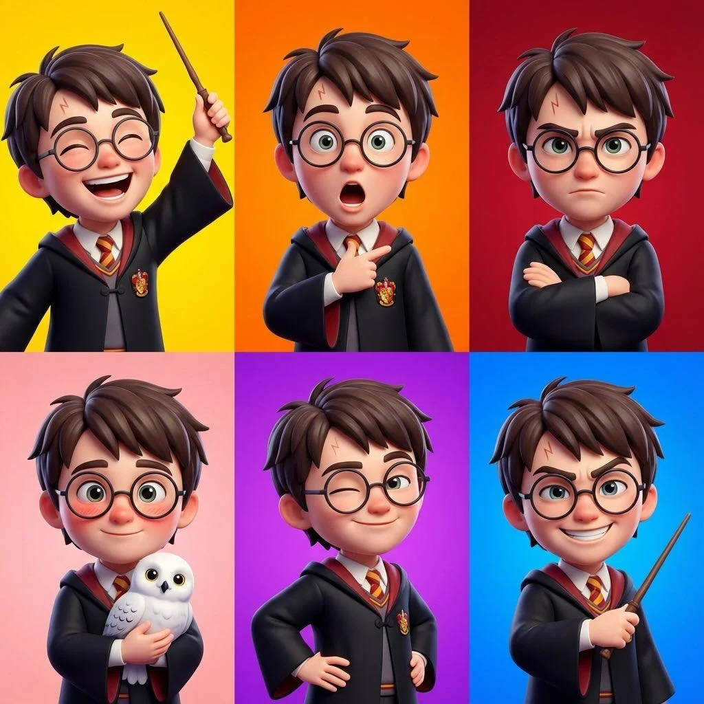 6-Piece Stylish 3D Cartoon Portrait Collage