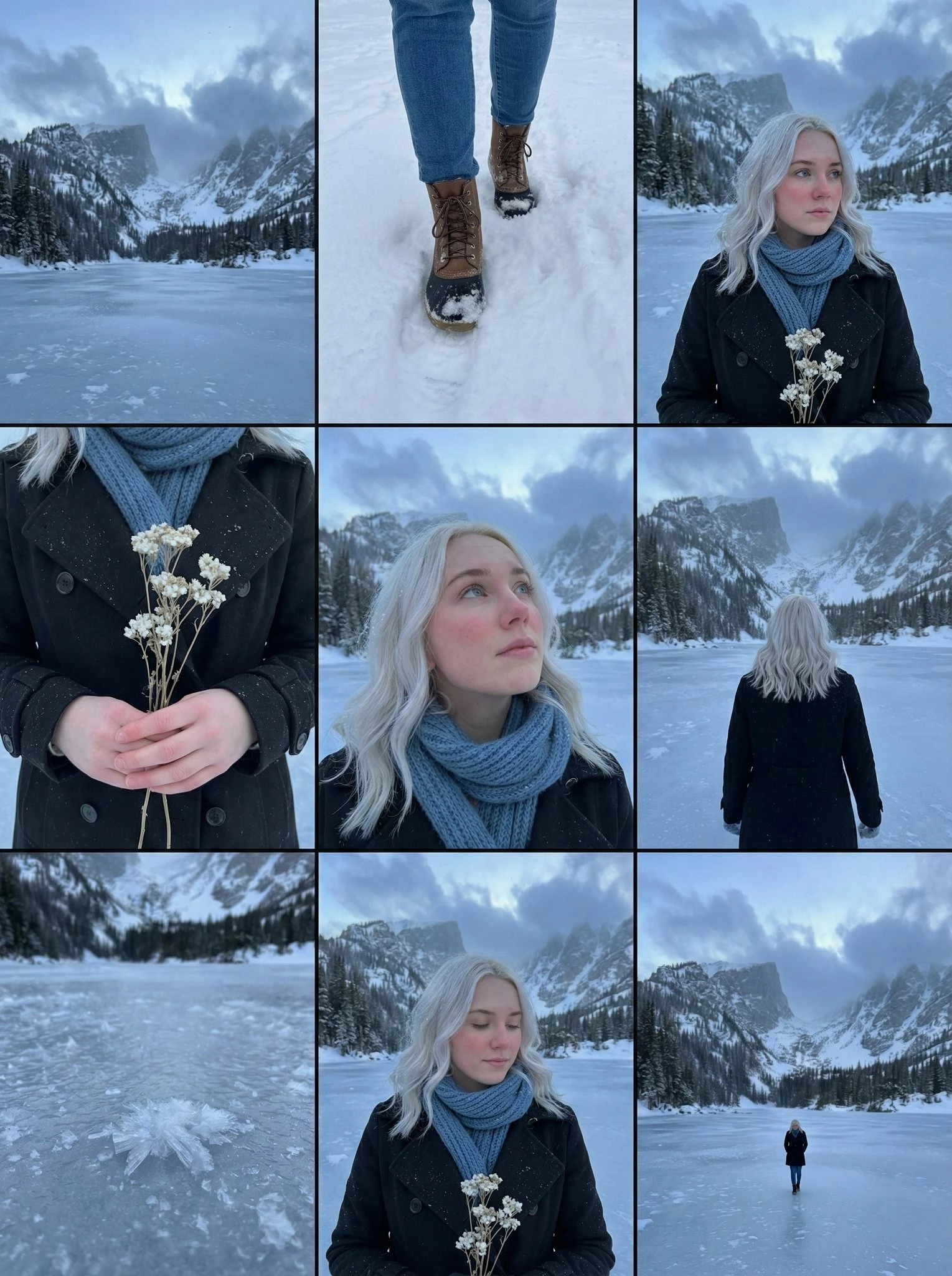 A 3x3 cinematic storyboard contact sheet with 9 unique panels