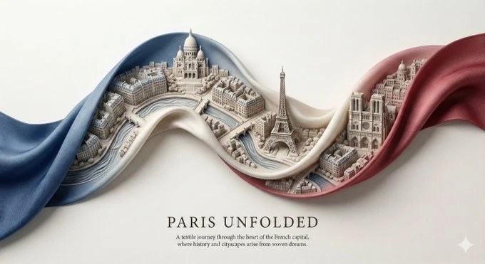 A Silk Ribbon Unfolding Miniature City of [CITY]