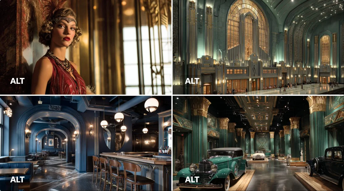 Art Deco Metropolis Theme, Displaying the Grandeur and Geometric Elegance of 1920s Architecture