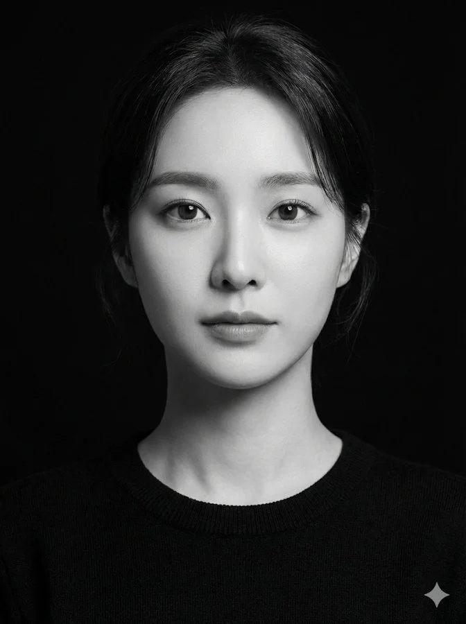 Black and White Studio Portrait of the Young Woman in the Uploaded Image