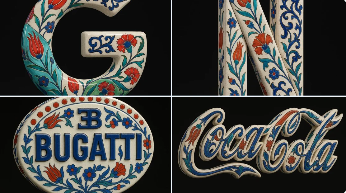 Bugatti Logo as Iznik Ceramic Sculpture