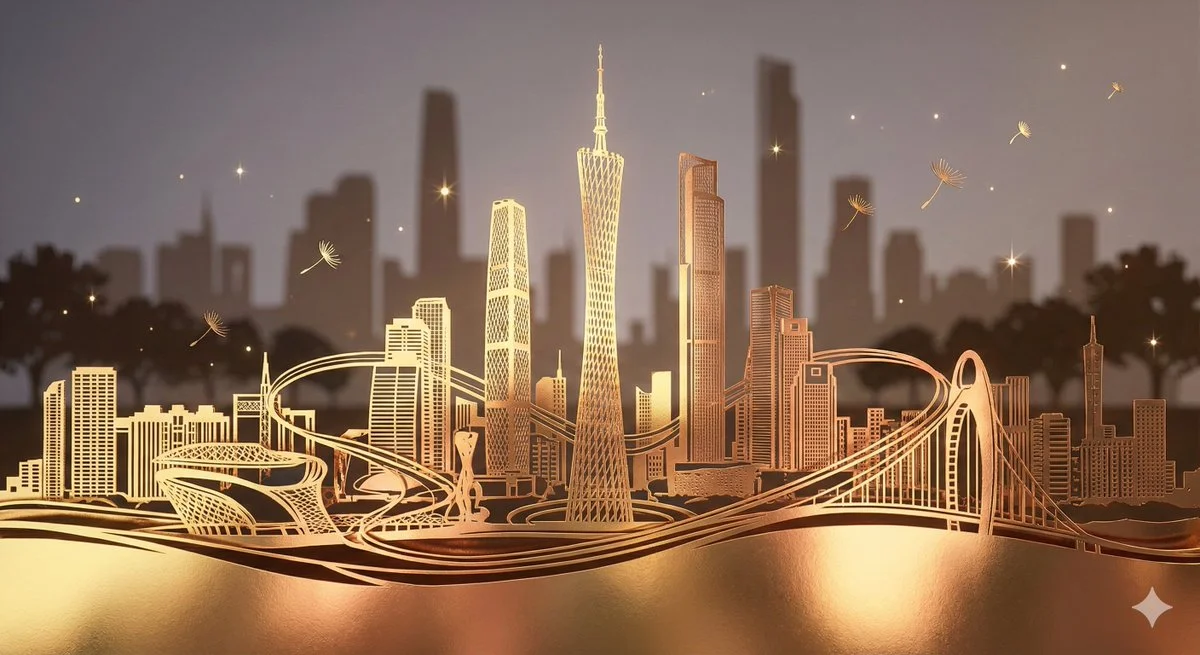 Canton Tower Paper Cutting Art Inspired by Modern Cityscape of Zhujiang New Town