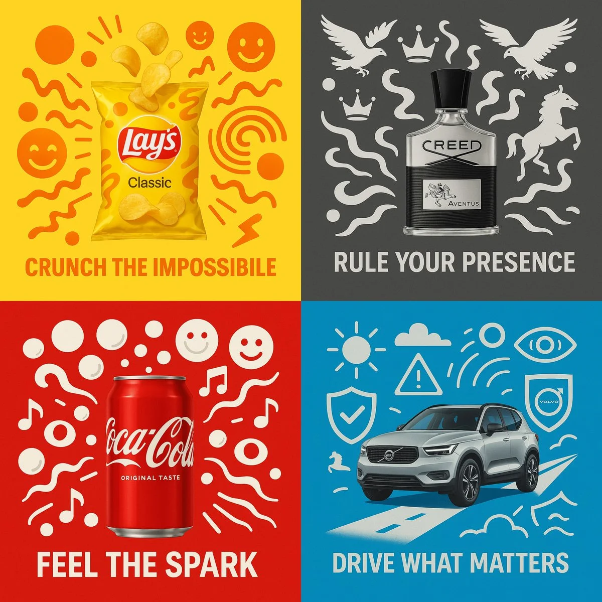 Center Product with Surreal Vector Illustrations