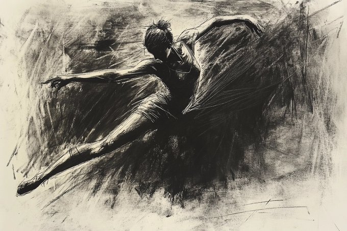 Charcoal Sketch Subject with Bold Linework