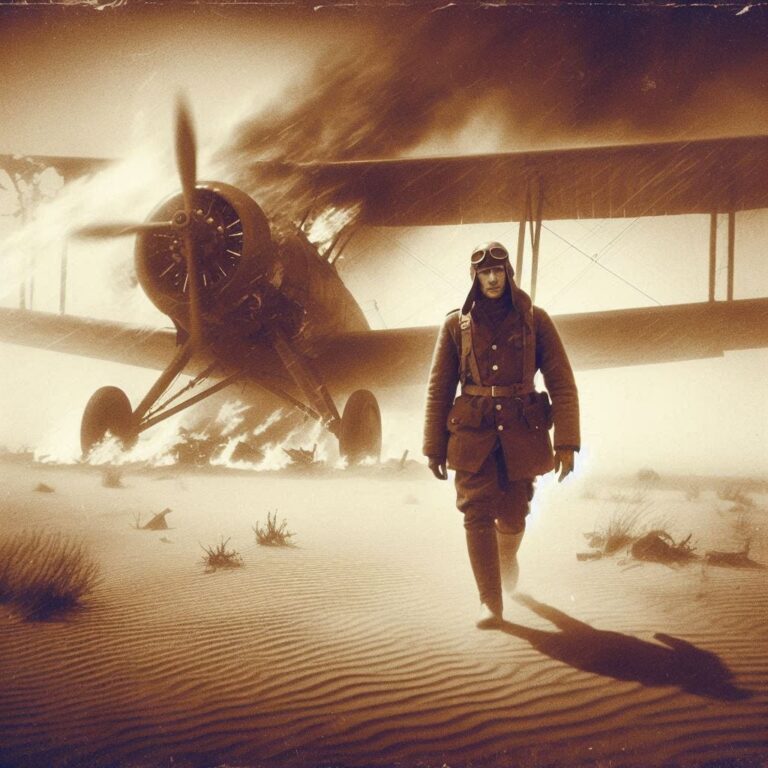 Damaged Sepia Photograph of Aviator