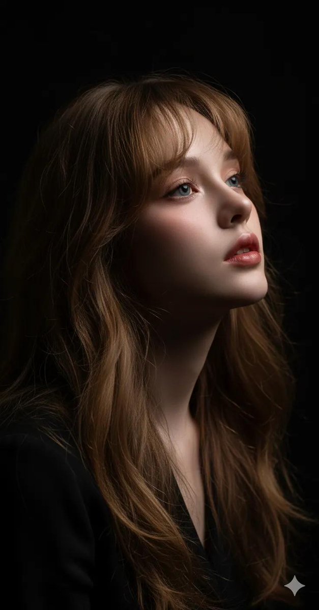 Cinematic Fine-Art Portrait of a Young Woman in Dark Minimalist Setting